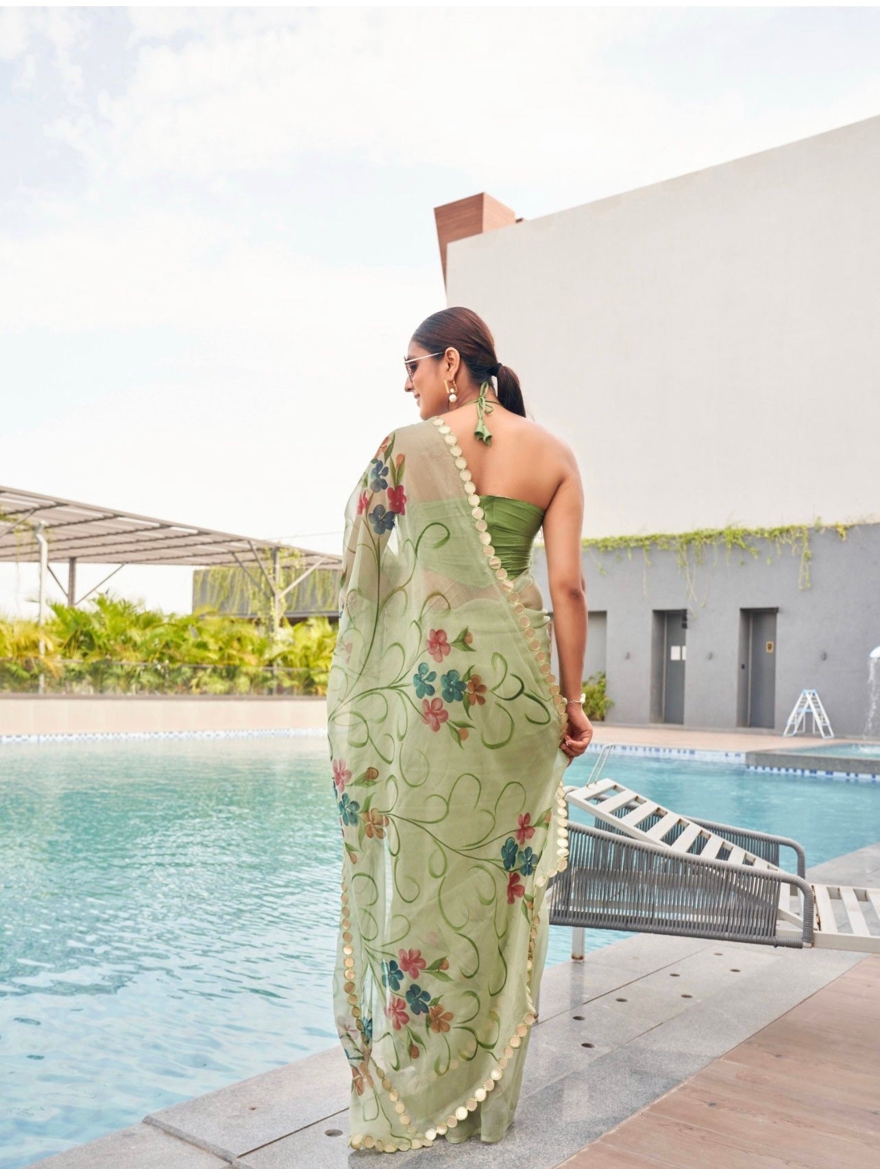 Green Floral Sari