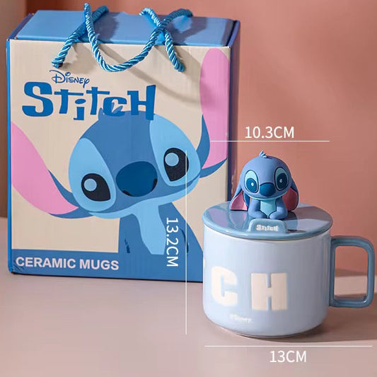 3D Stitch Mug Set – Adorable 3D Ceramic Cup (Blue & Pink, 450ml)