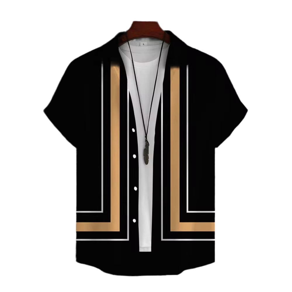 Coastline Patterned Shirt - Black & Brown