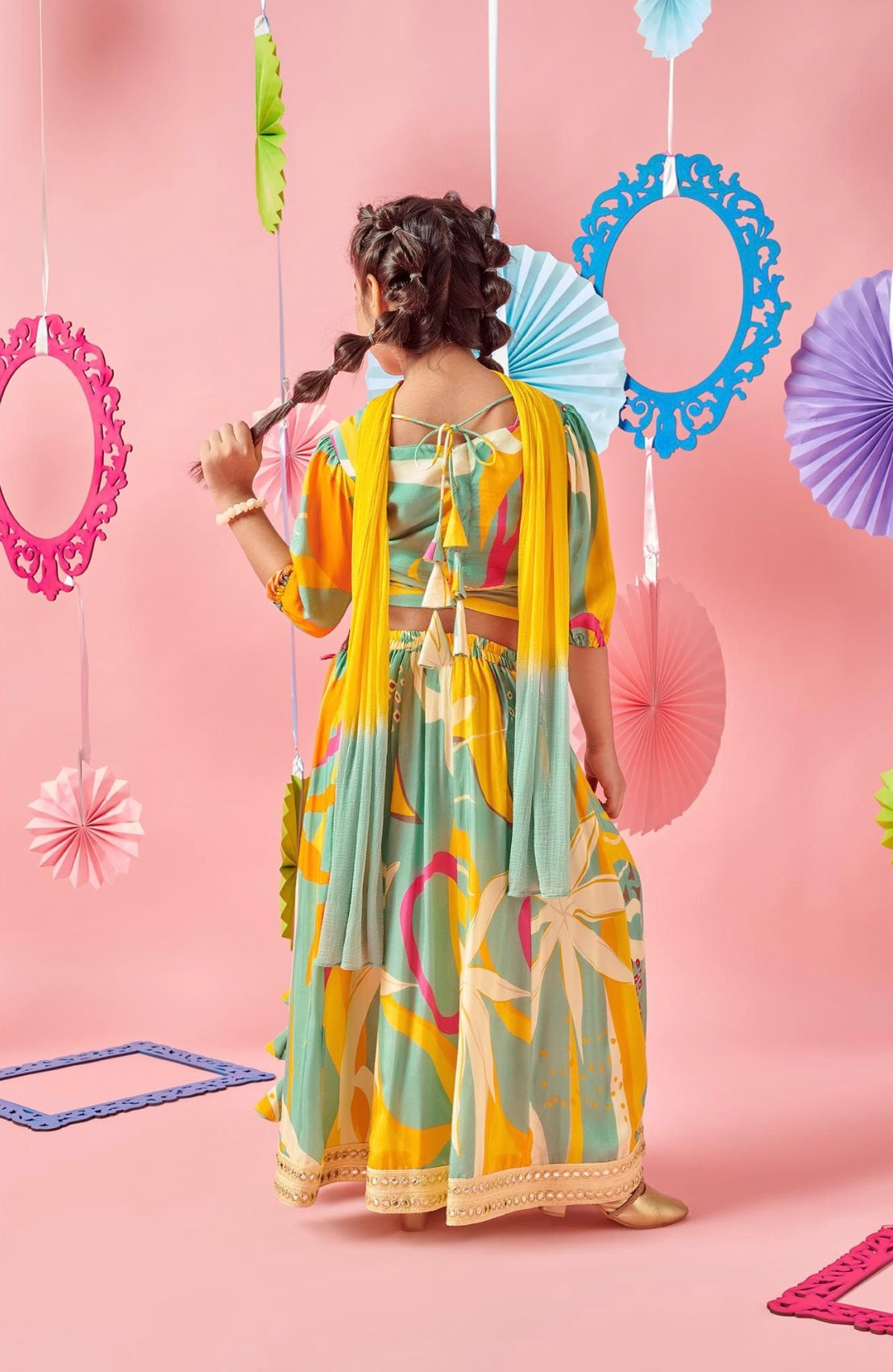 Festive Choli - Mirror work Lehenga and Dupatta Set (4-5 yrs)