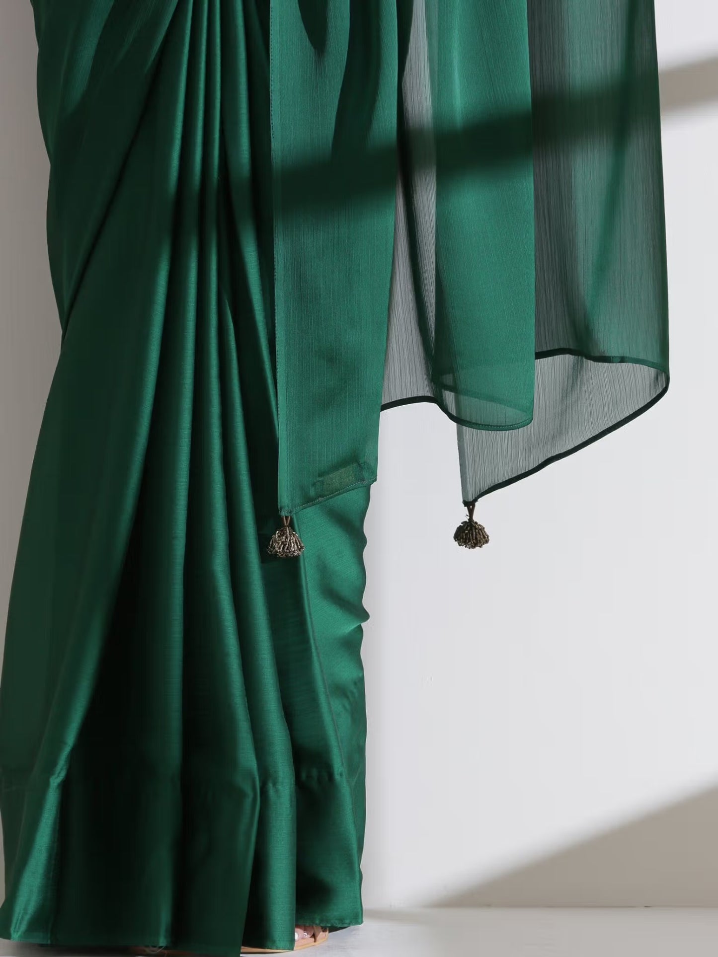 Green Sari with Embroidered Blouse