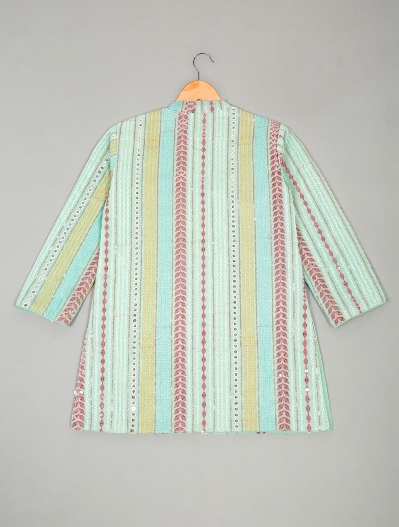 Boys Sea Green Sequins Embroidered Kurta Set (2-3yrs)