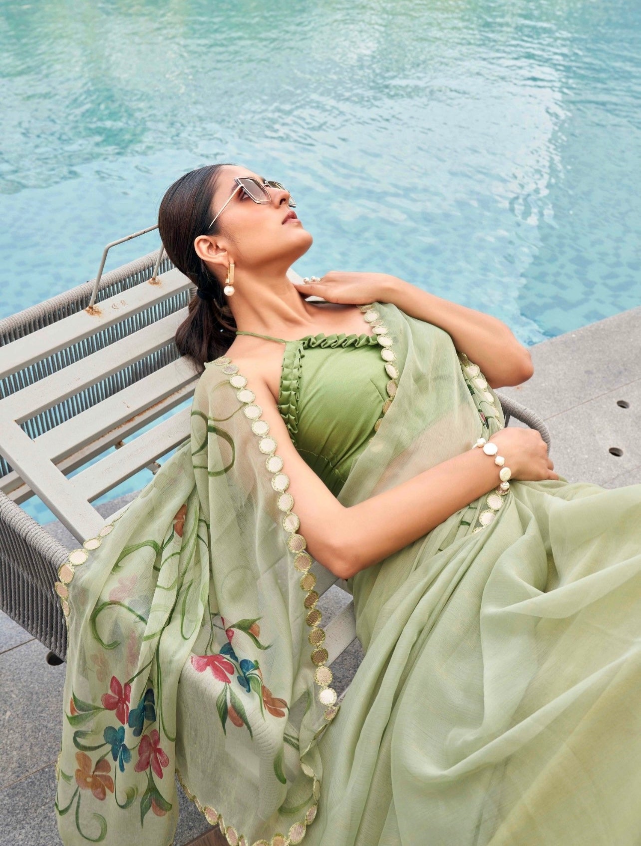 Green Floral Sari