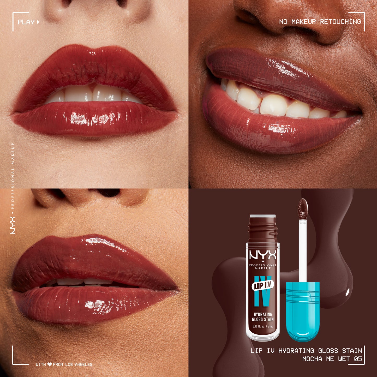 NYX Professional Makeup Lip I.V. Hydrating Lip Gloss Stain Mocha Me Wet 5mL