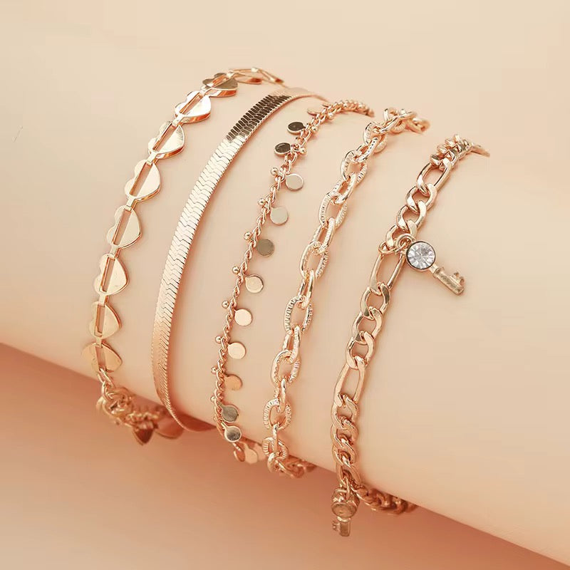 Layered Boho Anklet Set