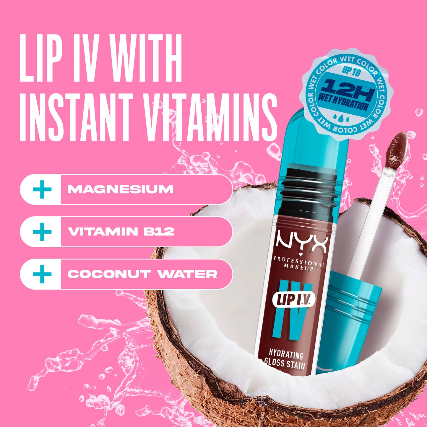 NYX Professional Makeup Lip I.V. Hydrating Lip Gloss Stain Mocha Me Wet 5mL