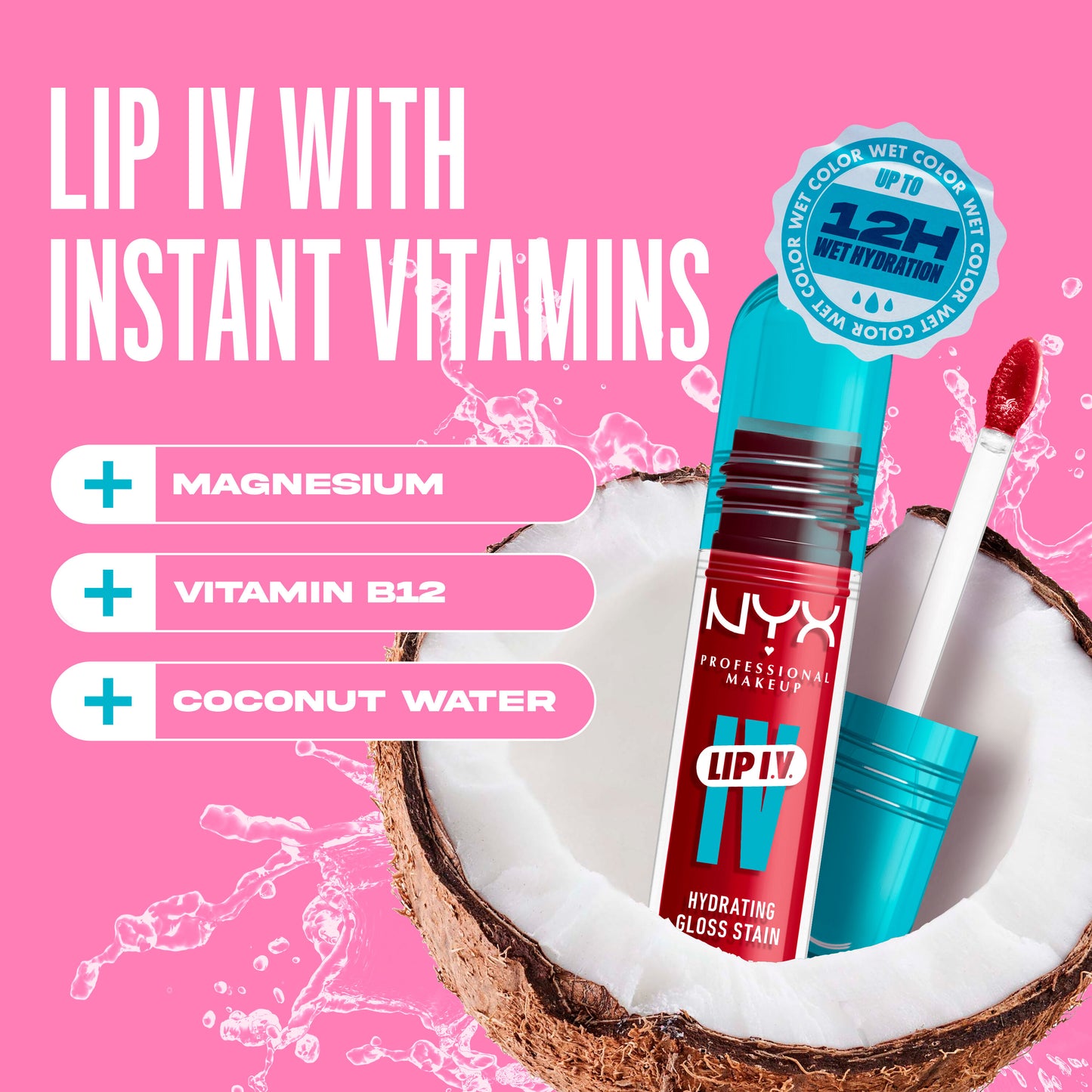 NYX Professional Makeup Lip I.V. Hydrating Lip Gloss Stain Red-Y. Set. Wet! 5mL