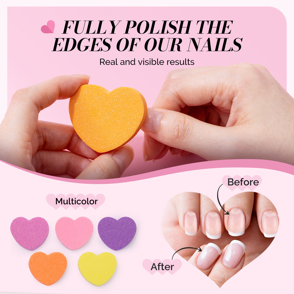 Premium Heart Shape Mini Nail Buffer Blocks – 5-Pack