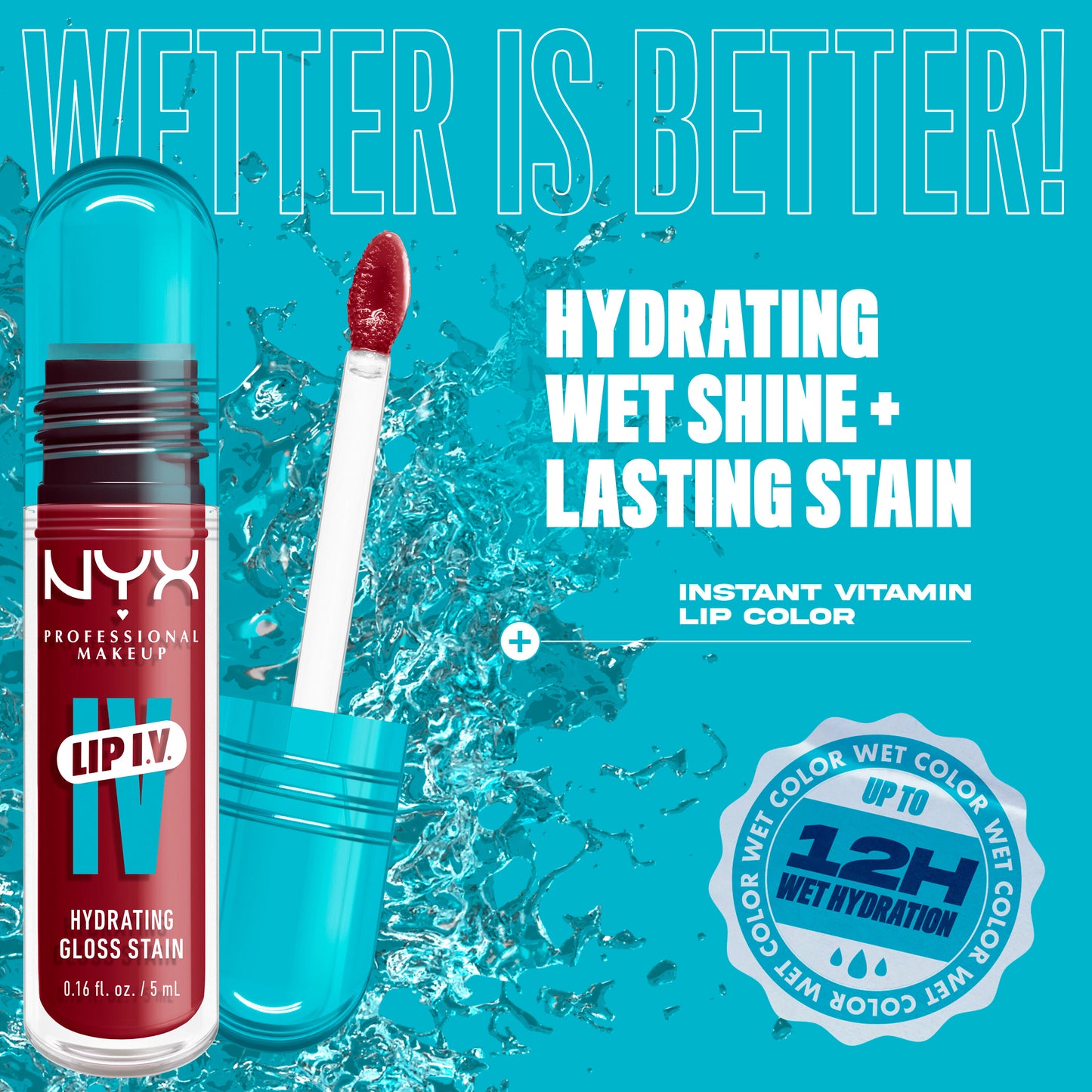 NYX Professional Makeup Lip I.V. Hydrating Lip Gloss Stain Blush Rush 5ml