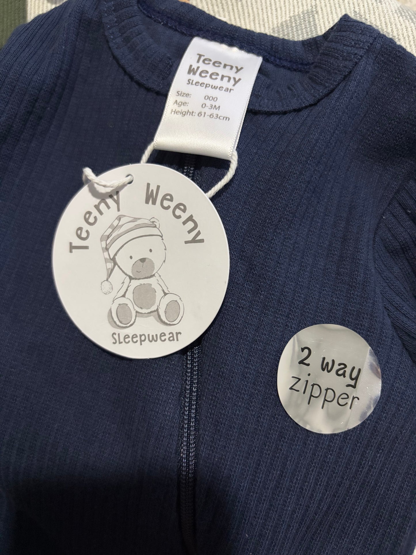 TEENY WEENY SLEEP RIB SLEEPSUIT, NAVY