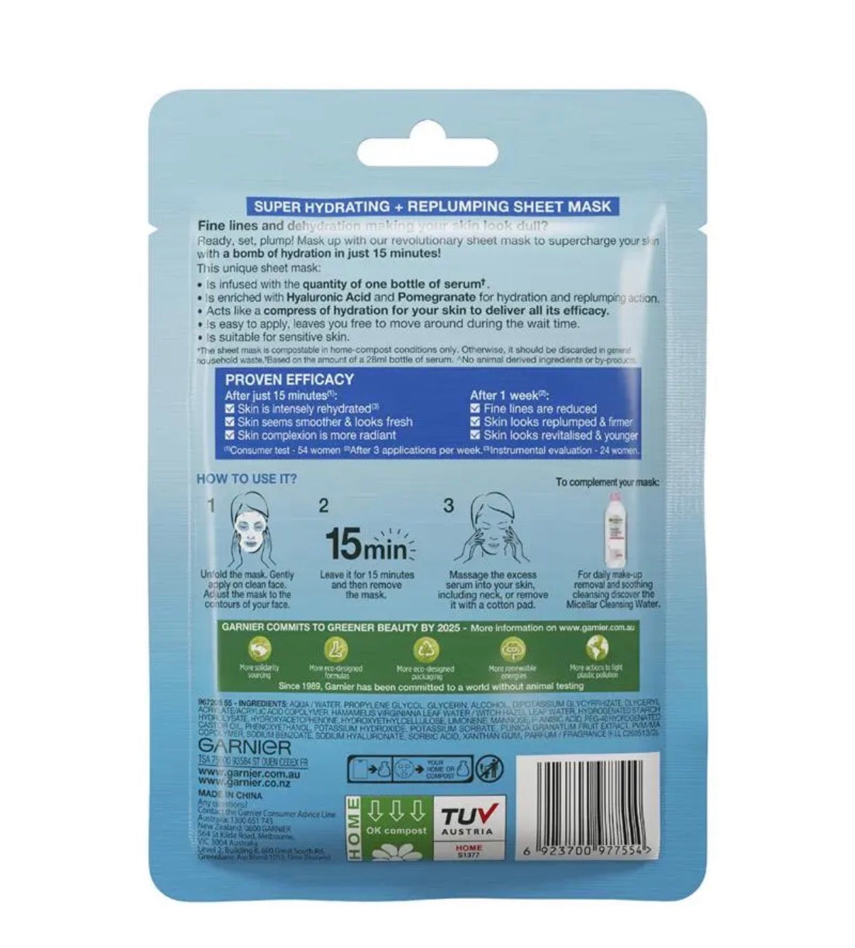 Garnier Hydra Bomb Hyaluronic Acid + Pomegranate Sheet Mask