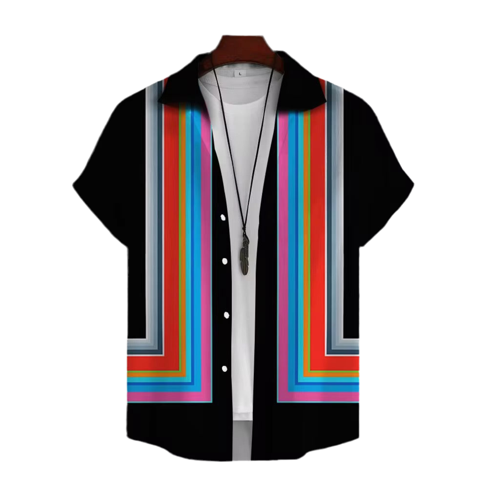 Coastline Patterned Shirt - Black & Brown