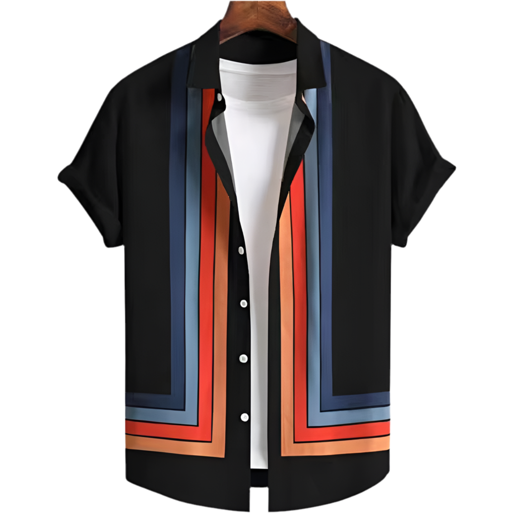 Coastline Patterned Shirt - Black & Brown