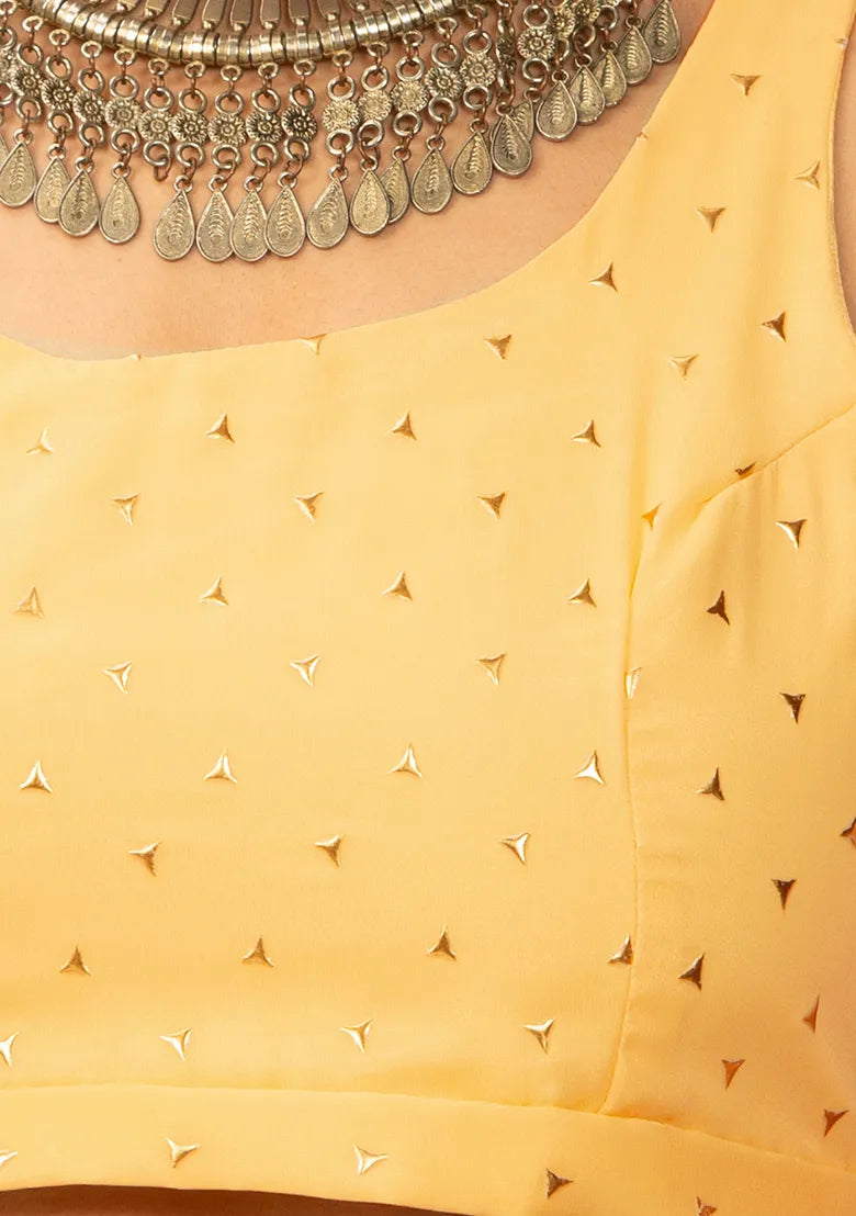 Payal Singhal Yellow Foil Crop Top (L)