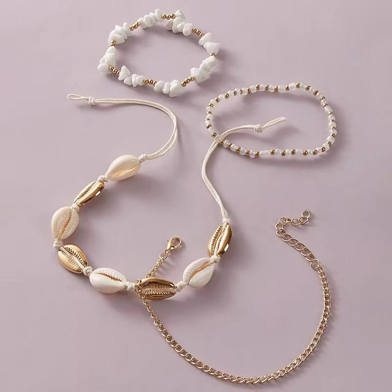 Ocean Breeze Layered Anklet Set