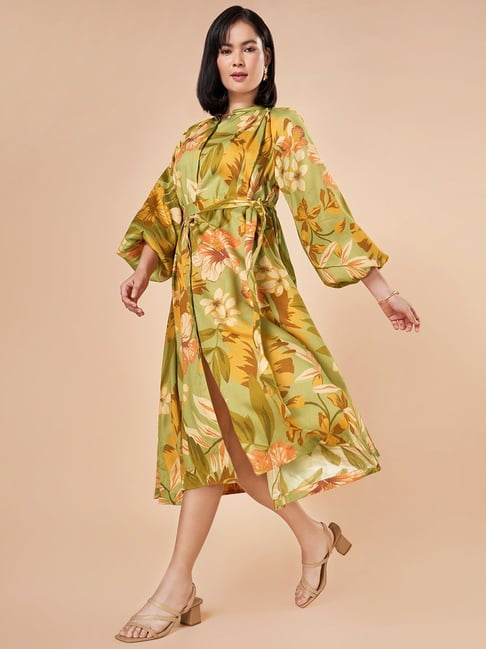 Green Printed Midi Dress (M)