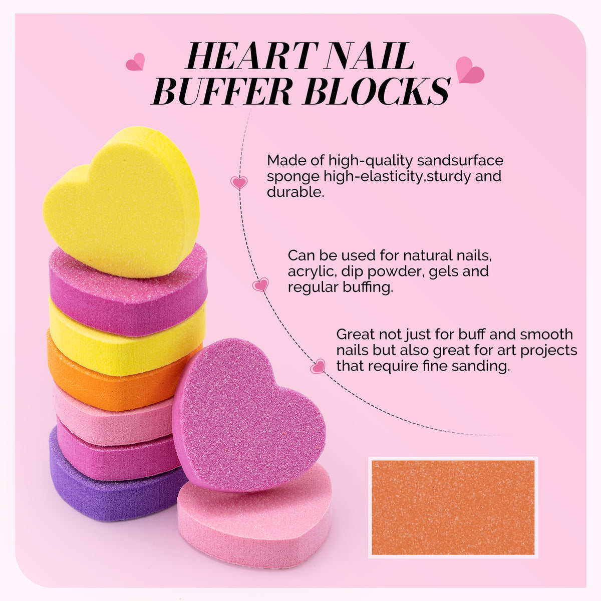 Premium Heart Shape Mini Nail Buffer Blocks – 5-Pack