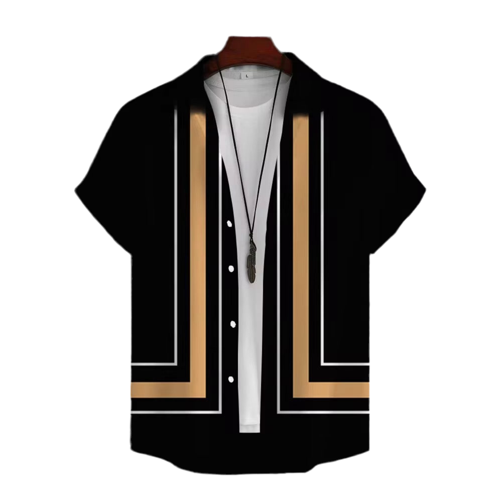 Coastline Patterned Shirt - Black & Brown
