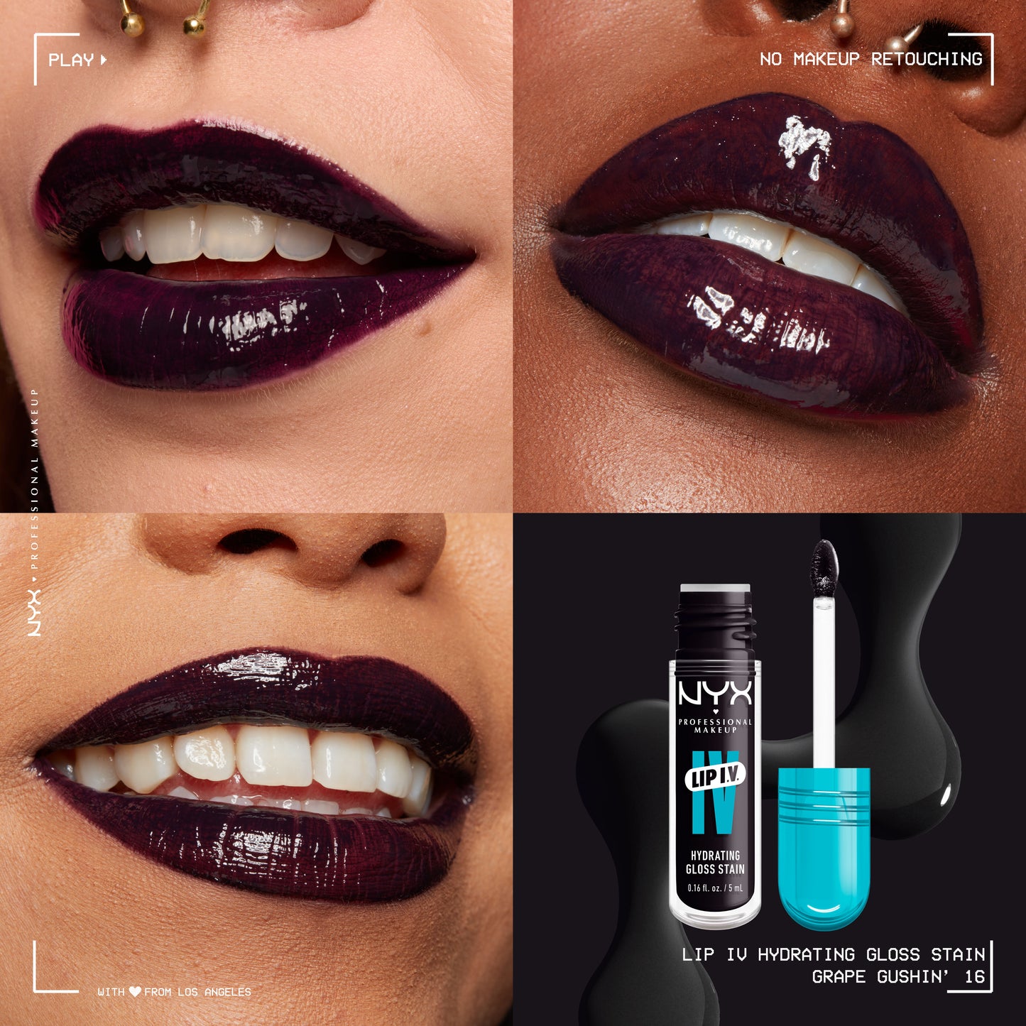 NYX Professional Makeup Lip I.V. Hydrating Lip Gloss Stain Grape Gushin’ 5mL
