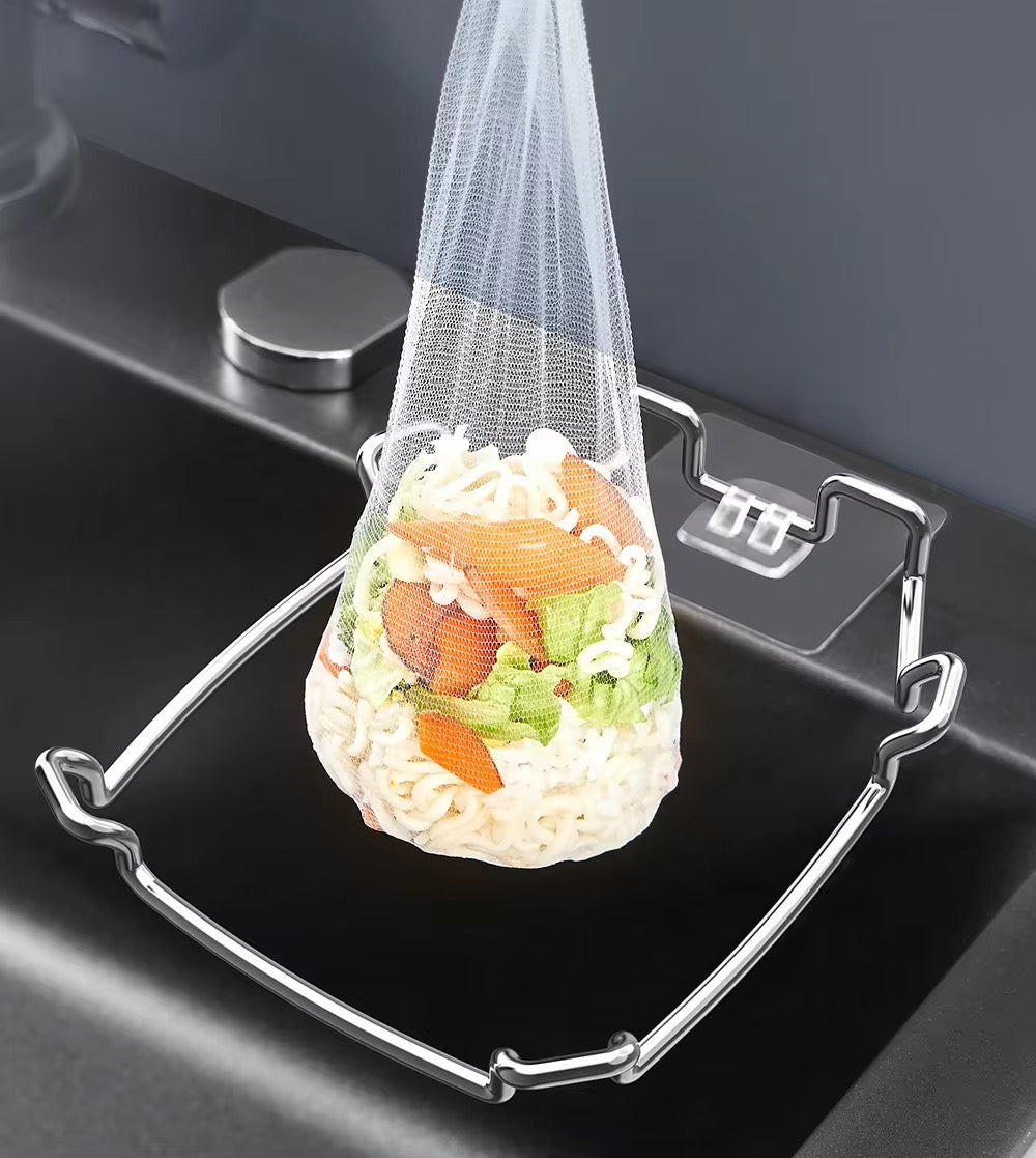 Stainless Steel Wet Waste Kitchen Trash Bag Rack