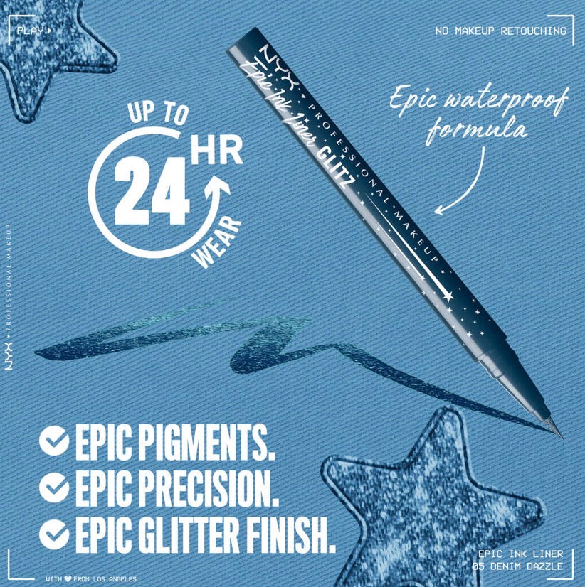 NYX Epic Ink Waterproof Eyeliner - Denim Dazzle