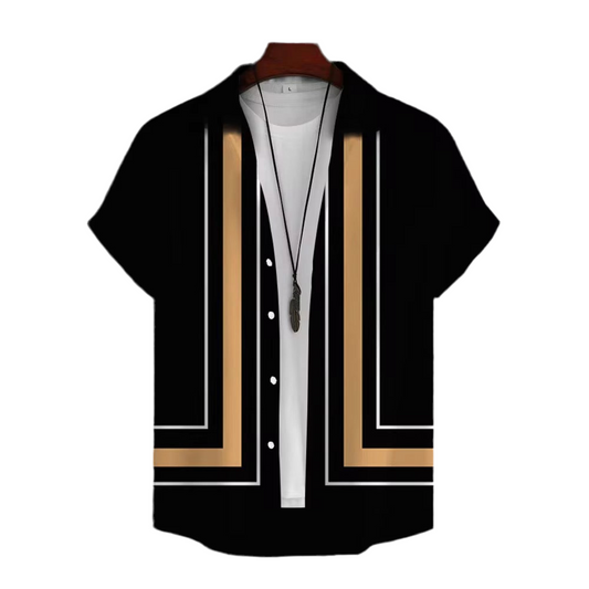 Coastline Patterned Shirt - Black & Brown