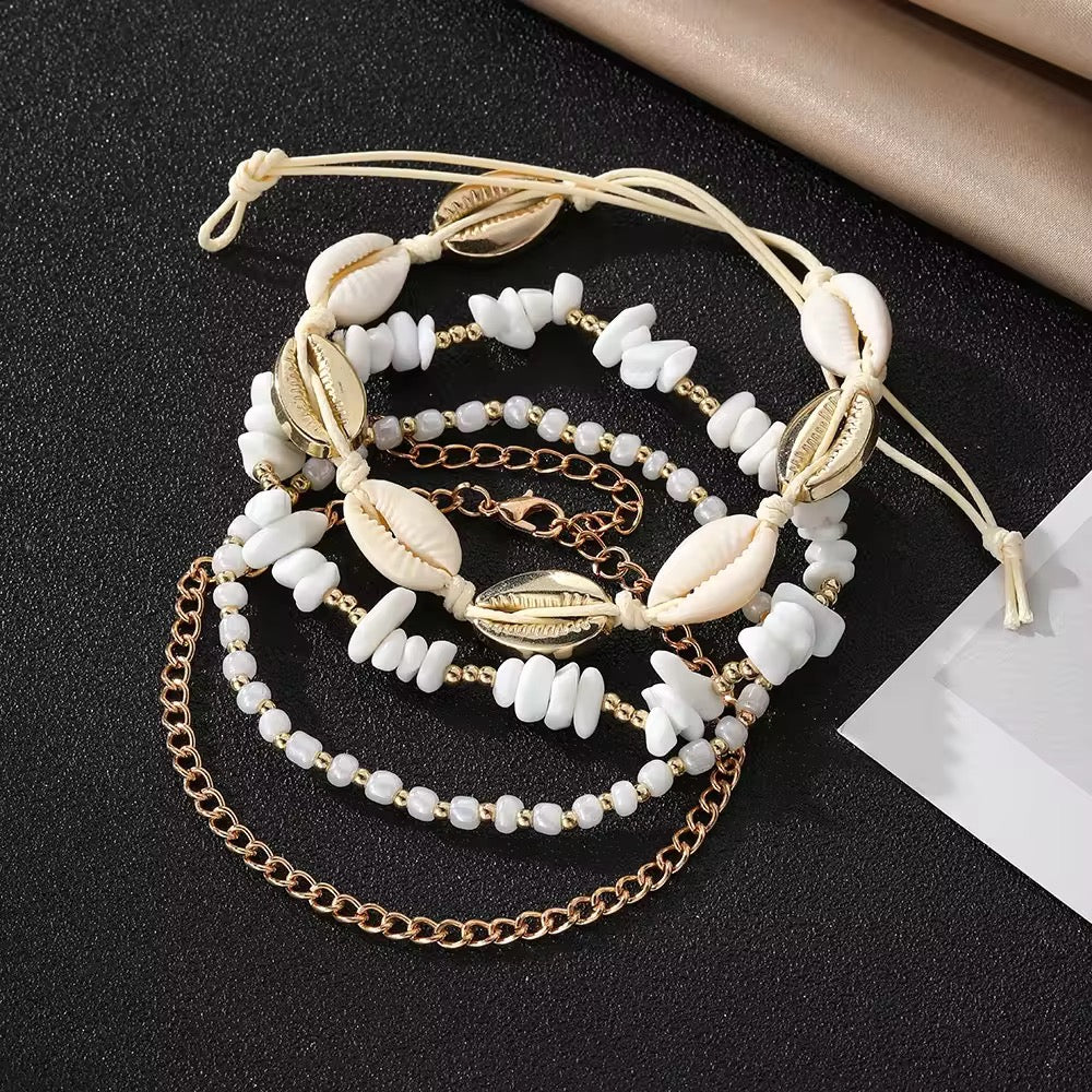 Ocean Breeze Layered Anklet Set