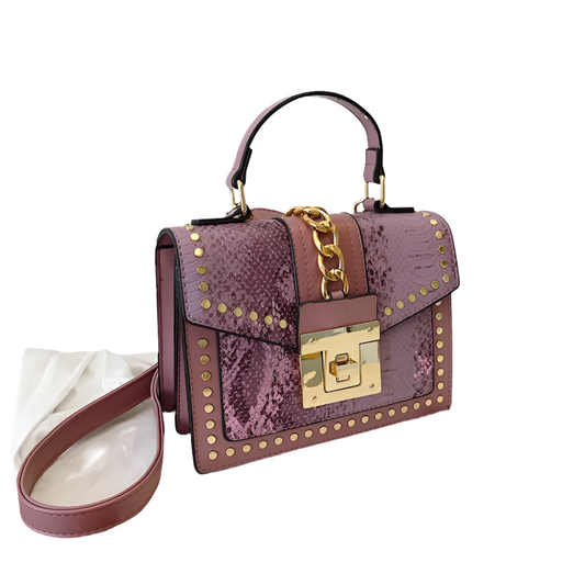 Purple Serpentine square handbag