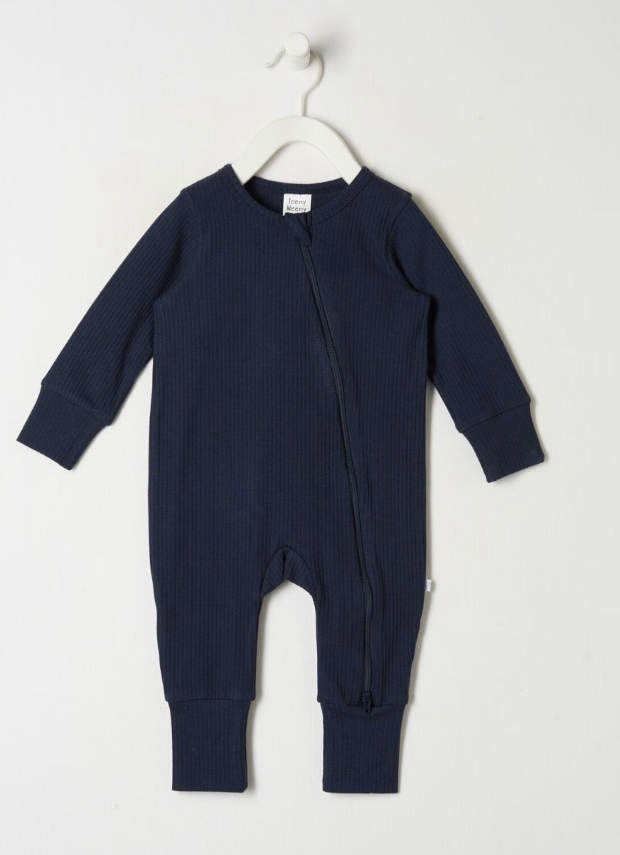 TEENY WEENY SLEEP RIB SLEEPSUIT, NAVY