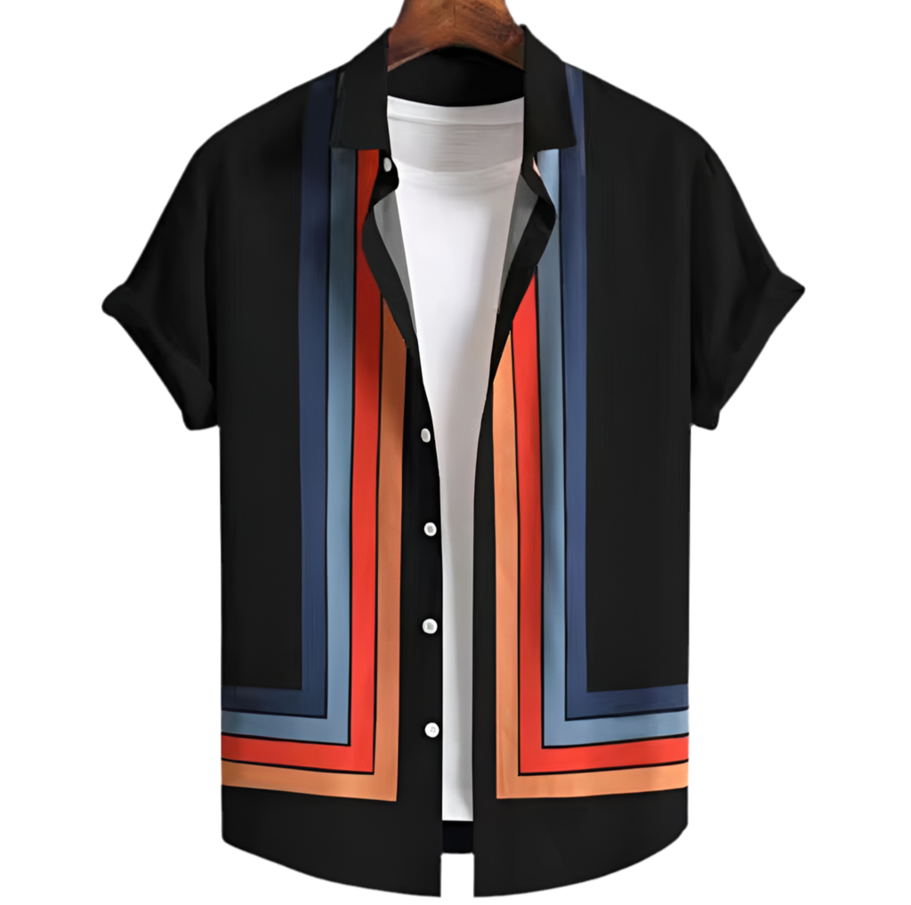 Coastline Patterned Shirt - Beige & Orange Shades