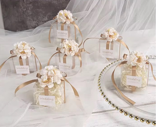 Gold Bloom Ribbon Mini Gift Box (Party Favour Box)