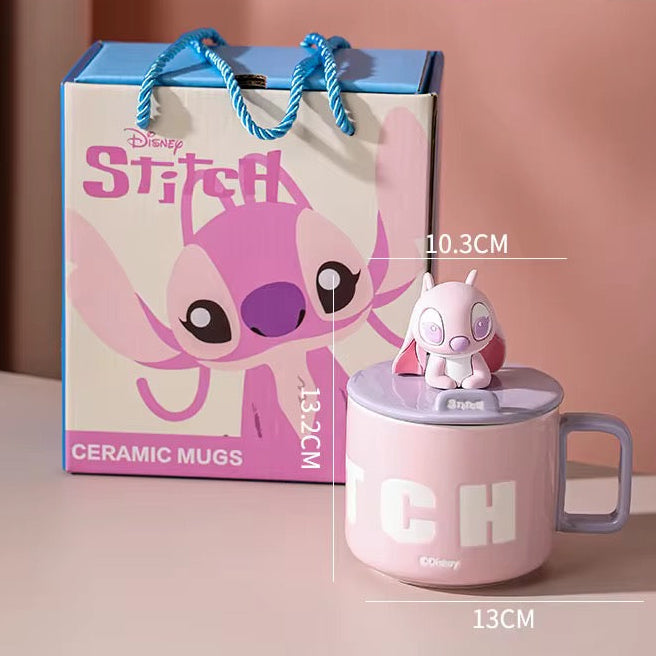 3D Stitch Mug Set – Adorable 3D Ceramic Cup (Blue & Pink, 450ml)