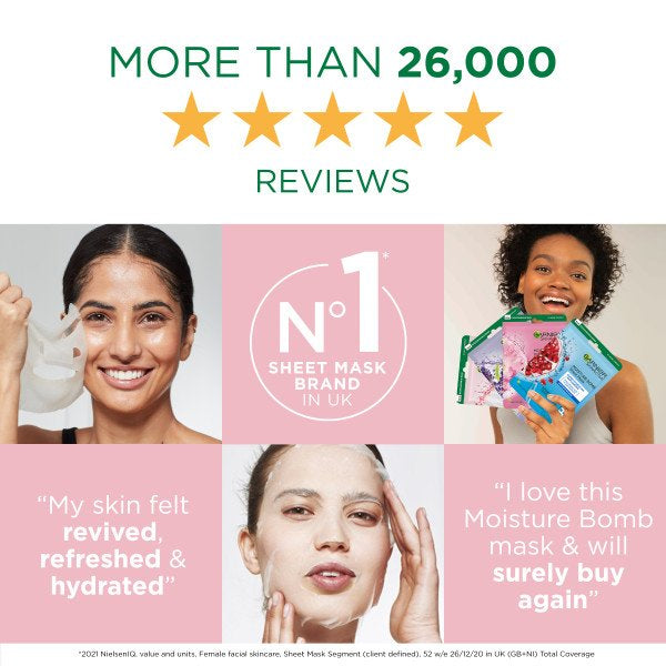 Garnier Moisture Bomb Camomile Hydrating Face Sheet Mask for Dry and Sensitive Skin